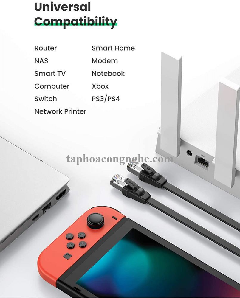 Ugreen 10979 0.5M CAT8 U-FTP 2000Mhz 30AWG cáp mạng màu đen 50cm NW134 30010979